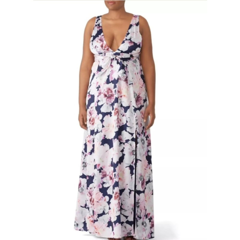Cynthia Rowley Women's Purple Navy Aurora Maxi Dress Rose Floral Sleeveless Sz 6